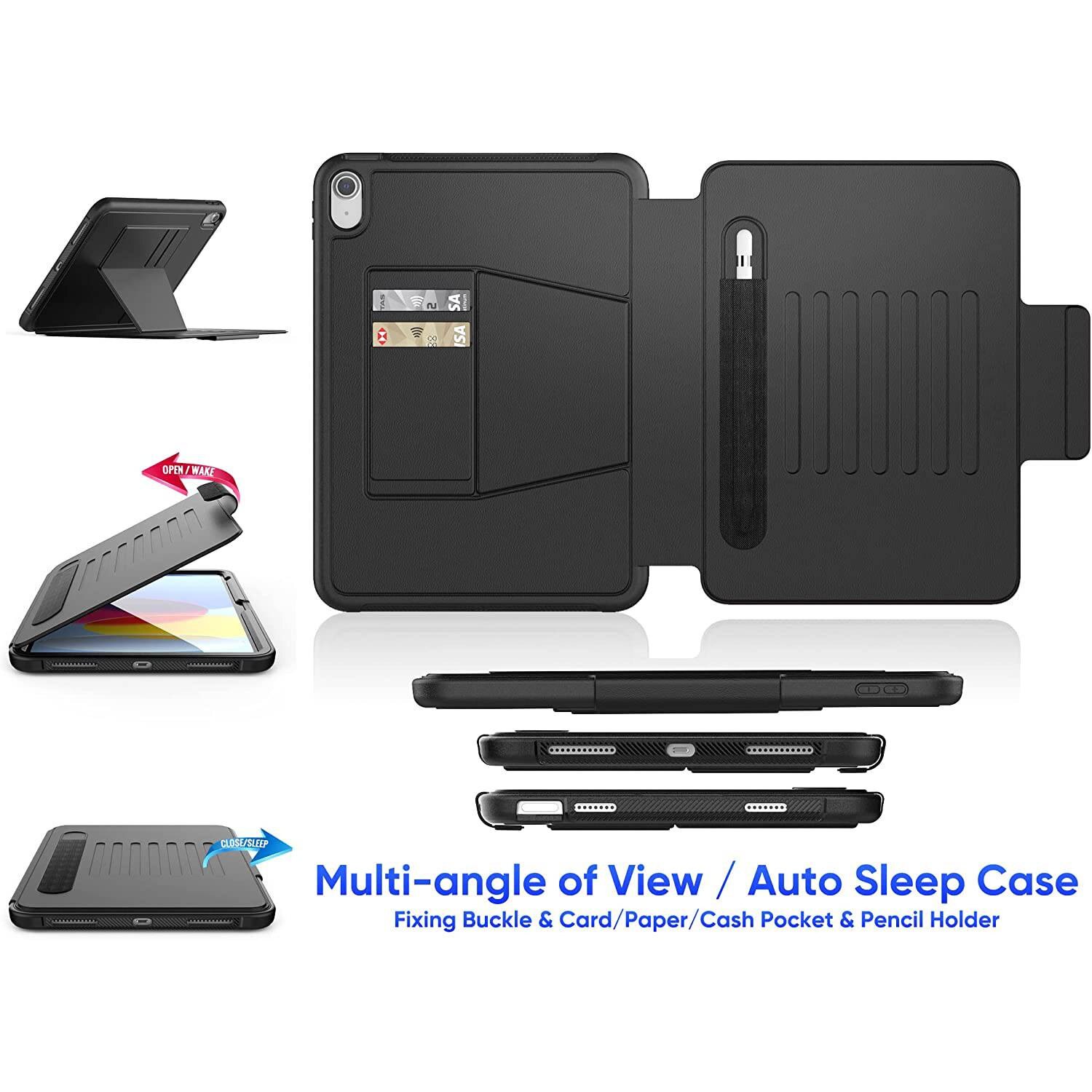 Husa pentru iPad 11 2025 Business 360 protection cu Suport Multi-View Slot pentru Apple Pencil si functie sleep/Wake-up negru