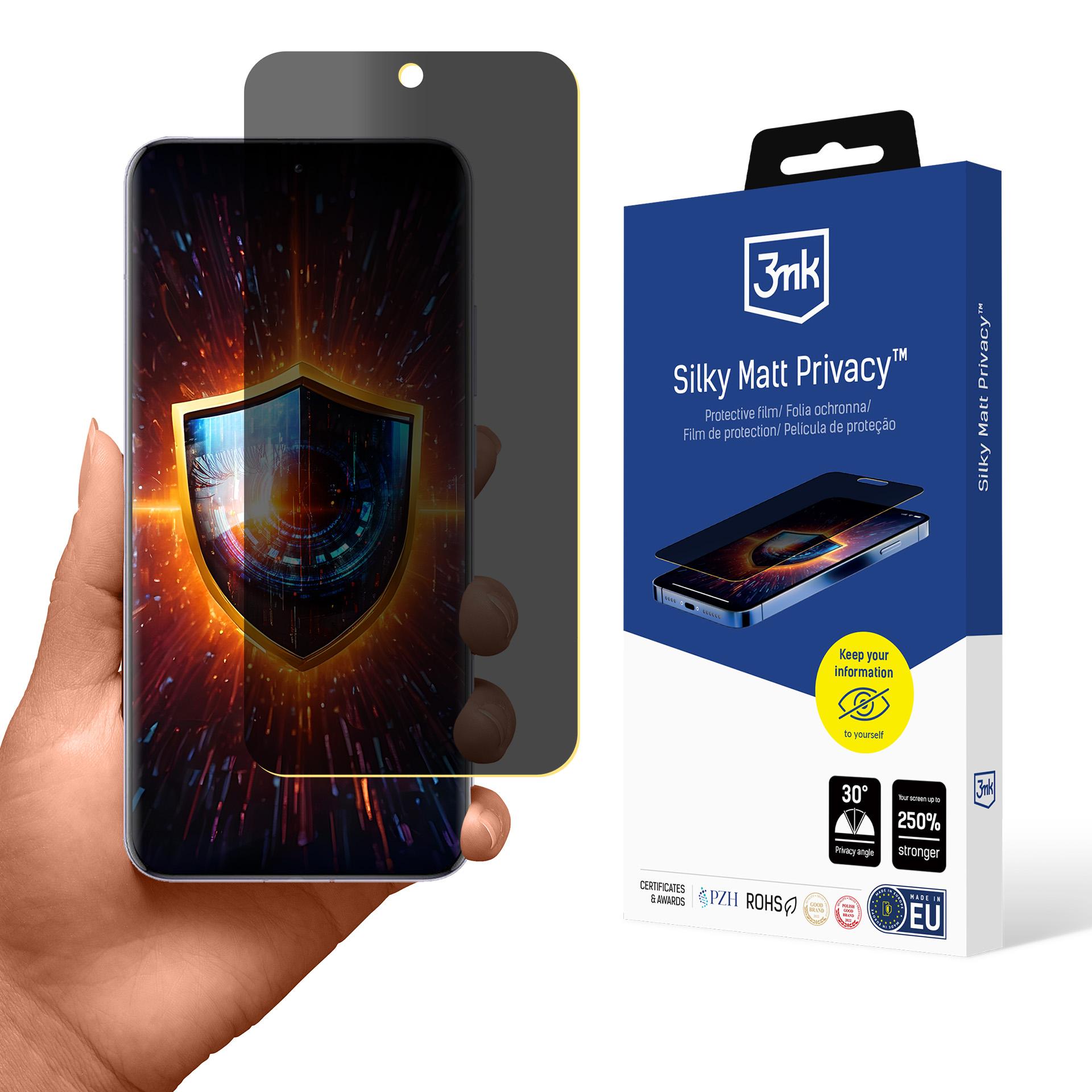 Folie protectie telefon, 3mk Silky Matt Privacy, protectie confidentialitate, rezistenta 250%, transparenta, pentru Oppo Reno 13 Pro