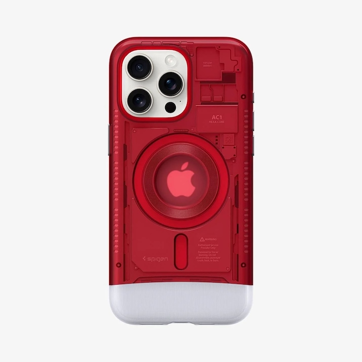 Carcasa Spigen Classic C1 MagSafe compatibila cu iPhone 15 Pro Ruby