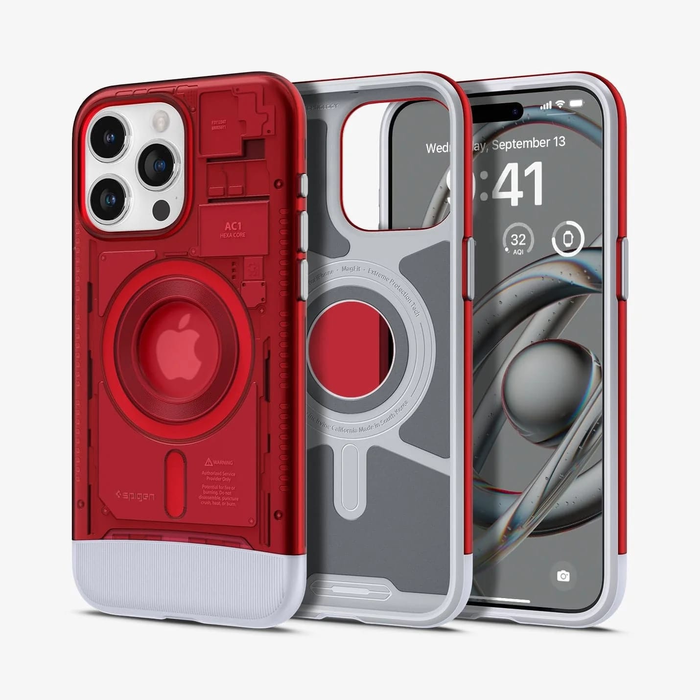 Carcasa Spigen Classic C1 MagSafe compatibila cu iPhone 15 Pro Ruby