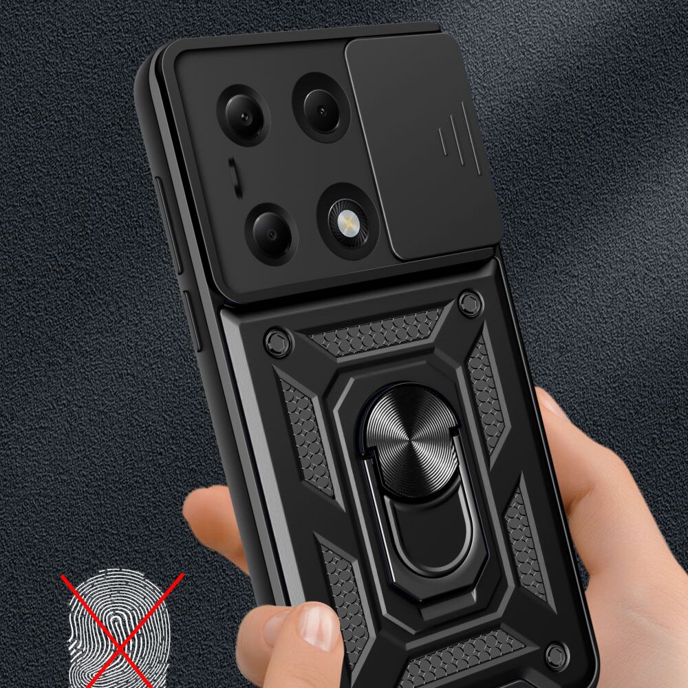 Husa pentru Xiaomi Redmi Note 13 Pro 5G Daden®, Hybrid Armor Kickstand, Slider Camera, Antisoc, Protectie Superioara, Negru
