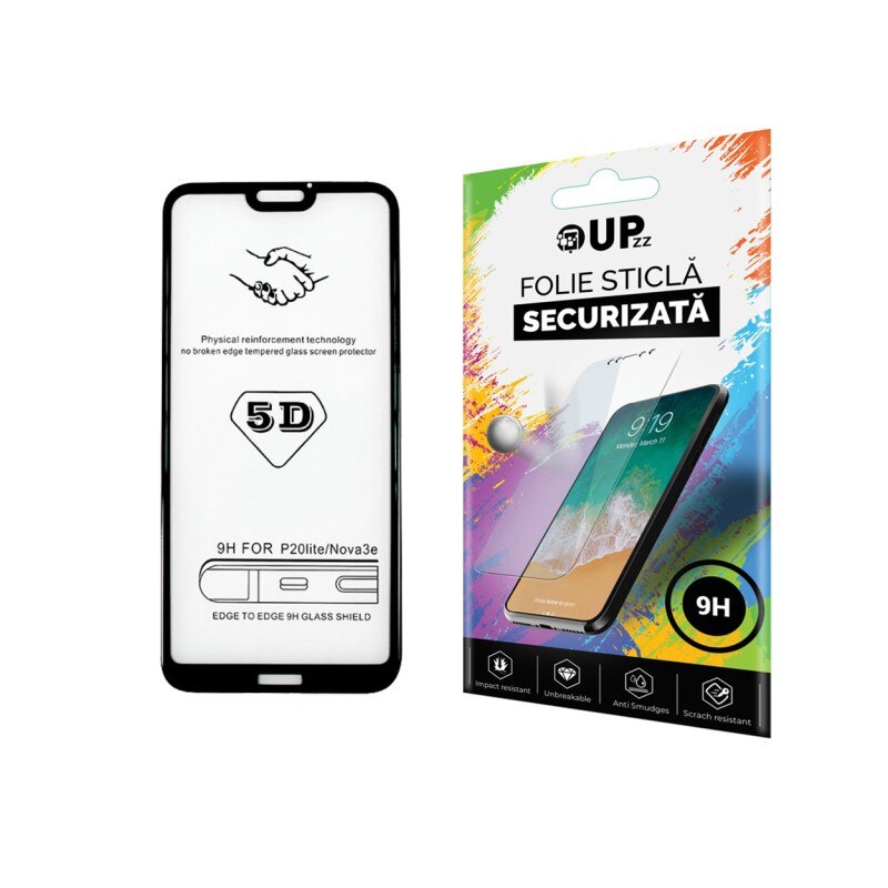 Folie Full Cover Full Glue Upzz Pro Glass Huawei P20 Lite Cu Adeziv Pe Toata Suprafata Foliei