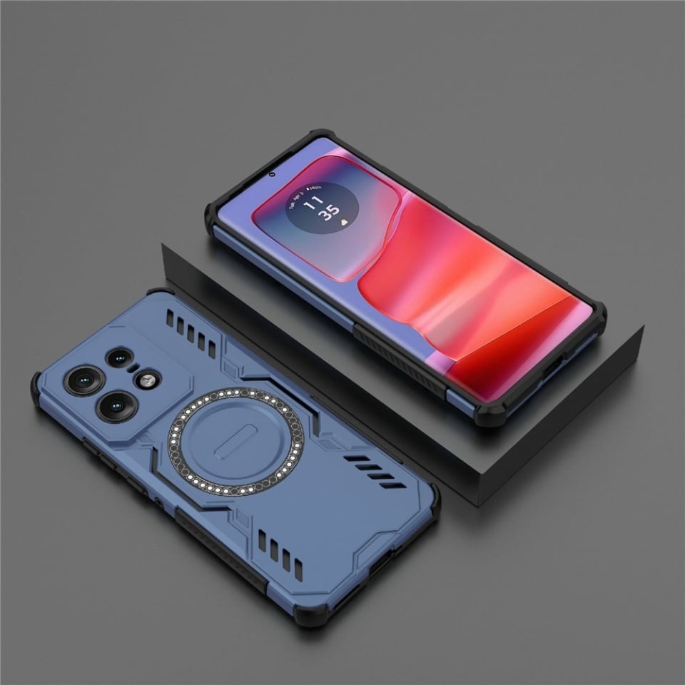 Husa pentru Motorola Edge 50 Pro, SKYDDAR INOVATION, ArmorMag, Magsafe, set cu sticker, Albastru
