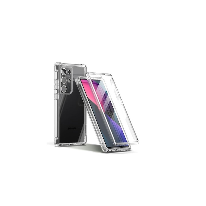 Husa 360 compatibila cu Samsung Galaxy S23 Ultra - V2 Transparent fata si spate