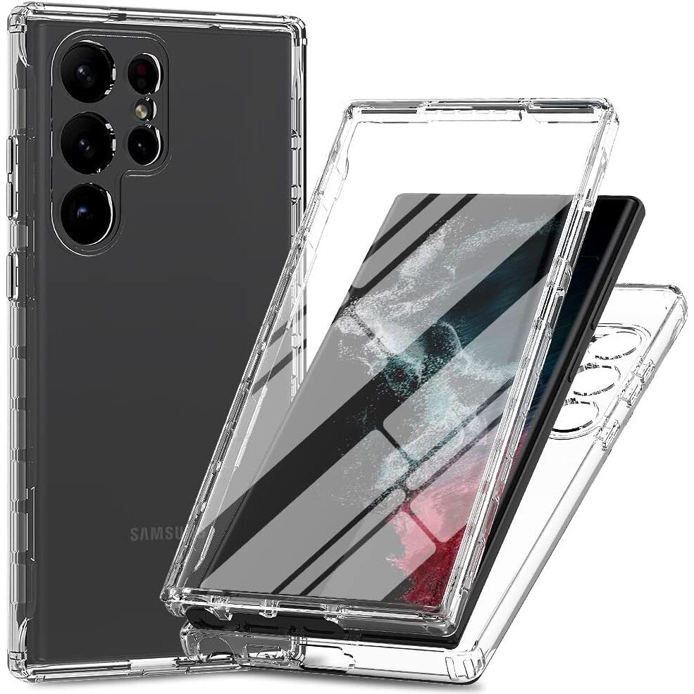 Husa 360 compatibila cu Samsung Galaxy S23 Ultra - V2 Transparent fata si spate