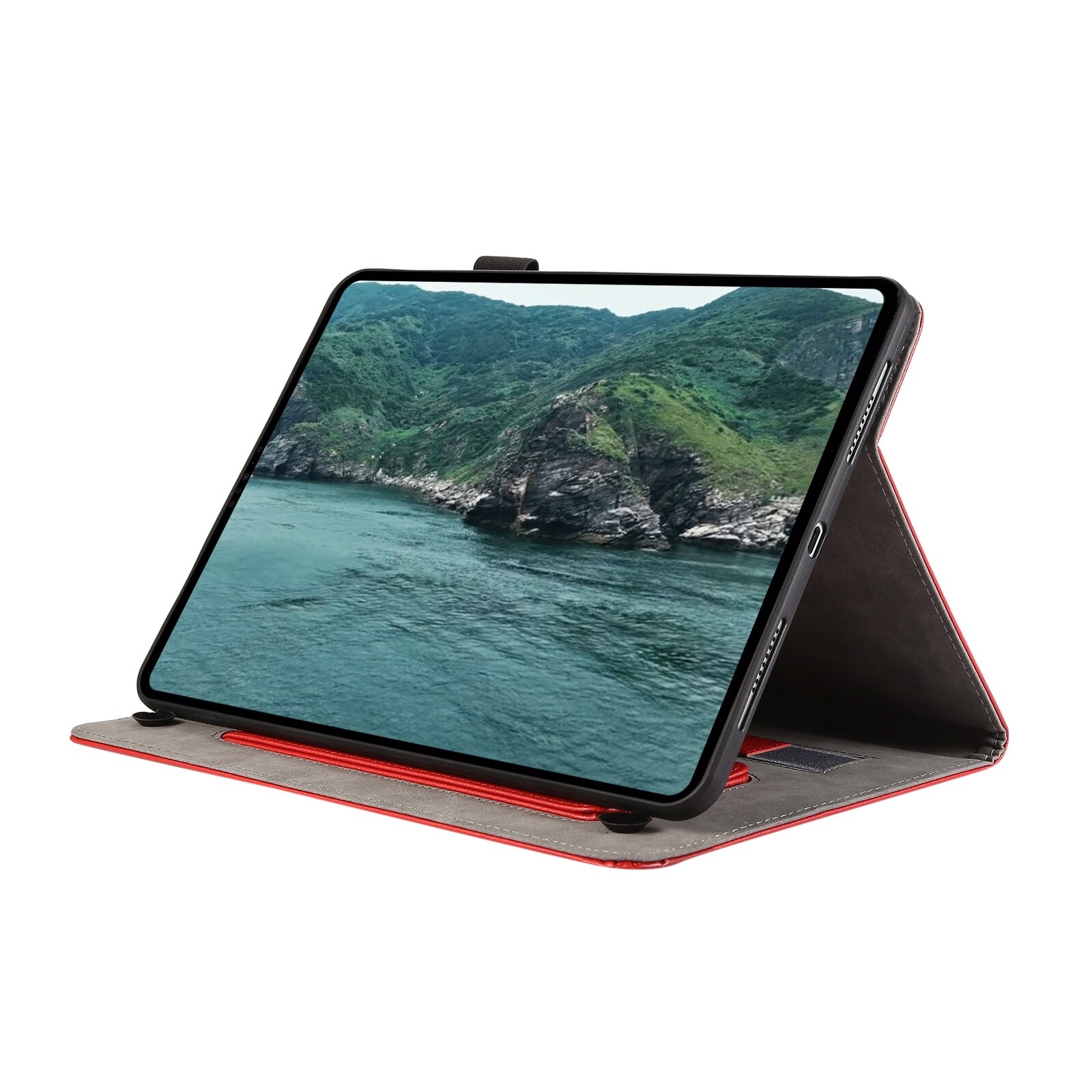 Husa tableta pentru Huawei MediaPad M5 10 Pro, textura licheu, piele, tip ventuza, carcasa tableta (rosu)