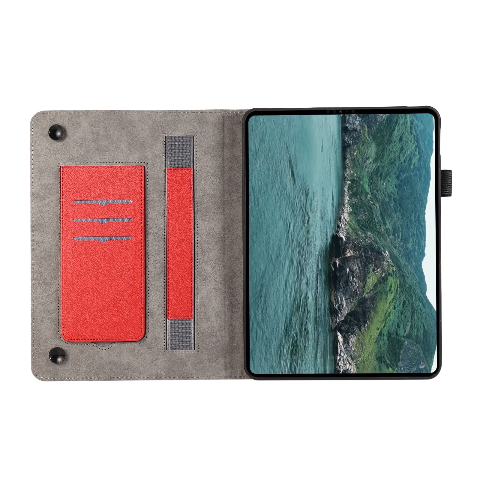 Husa tableta pentru Huawei MediaPad M5 10 Pro, textura licheu, piele, tip ventuza, carcasa tableta (rosu)