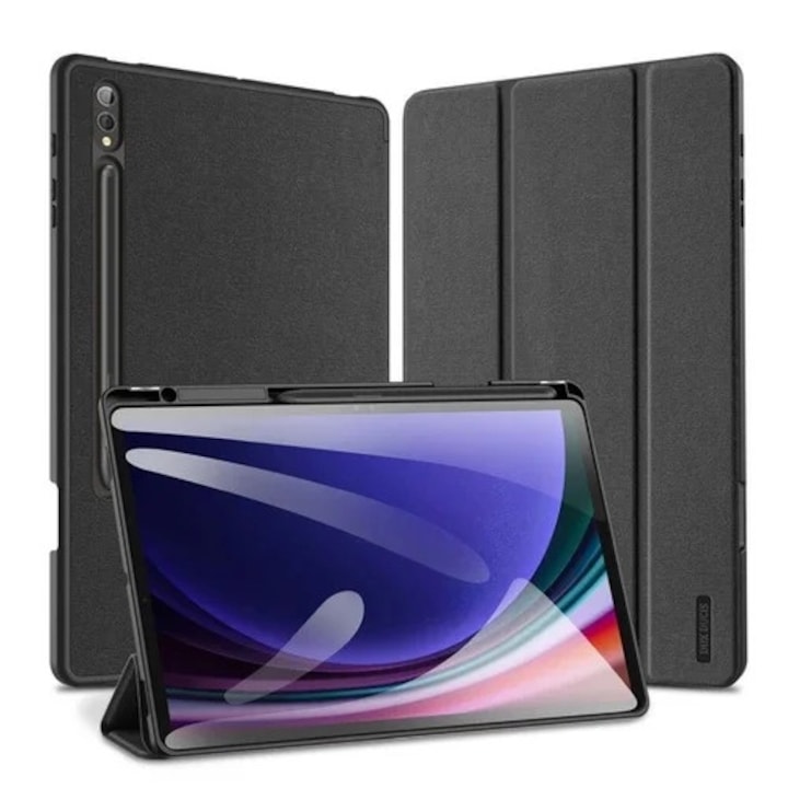 Tablete Samsung Galaxy Tab S9+ Plus 12 "4" Redmi Note 14 compatibile (SM-X810, SM-X816) - Husa neagra rezistenta la socuri DUX DUCIS DOMO cu suport pentru creion