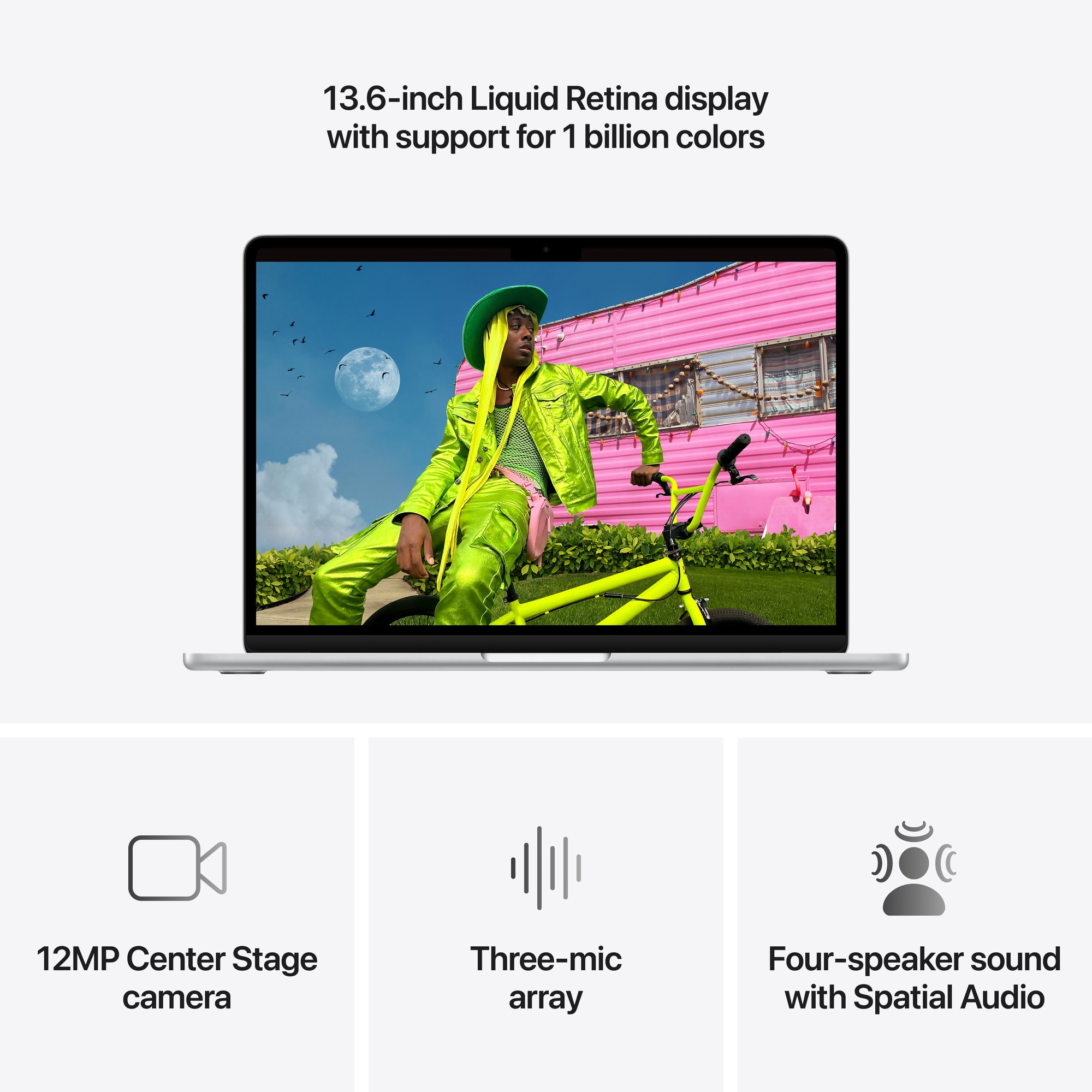 Laptop Apple MacBook Air 13.6" Retina, procesor M5, 24GB, 512GB SSD, Silver