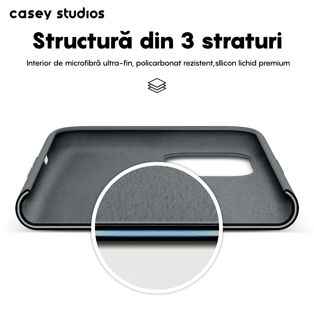 Husa CASEY STUDIOS™ pentru Apple iPhone 11 Pro, Soft Silicone Premium, Microfibra in Interior, Dark Gray, de Protectie, Ultra Slim, pentru Incarcare Wireless, Margini Ridicate pentru Protectia Ecranului si a Camerelor