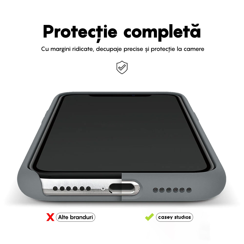 Husa CASEY STUDIOS™ pentru Apple iPhone 11 Pro, Soft Silicone Premium, Microfibra in Interior, Dark Gray, de Protectie, Ultra Slim, pentru Incarcare Wireless, Margini Ridicate pentru Protectia Ecranului si a Camerelor