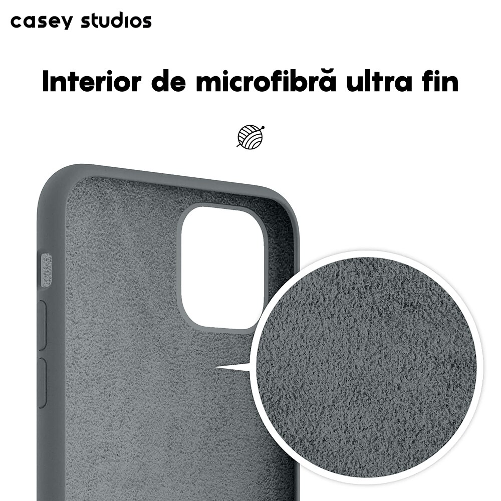 Husa CASEY STUDIOS™ pentru Apple iPhone 11 Pro, Soft Silicone Premium, Microfibra in Interior, Dark Gray, de Protectie, Ultra Slim, pentru Incarcare Wireless, Margini Ridicate pentru Protectia Ecranului si a Camerelor