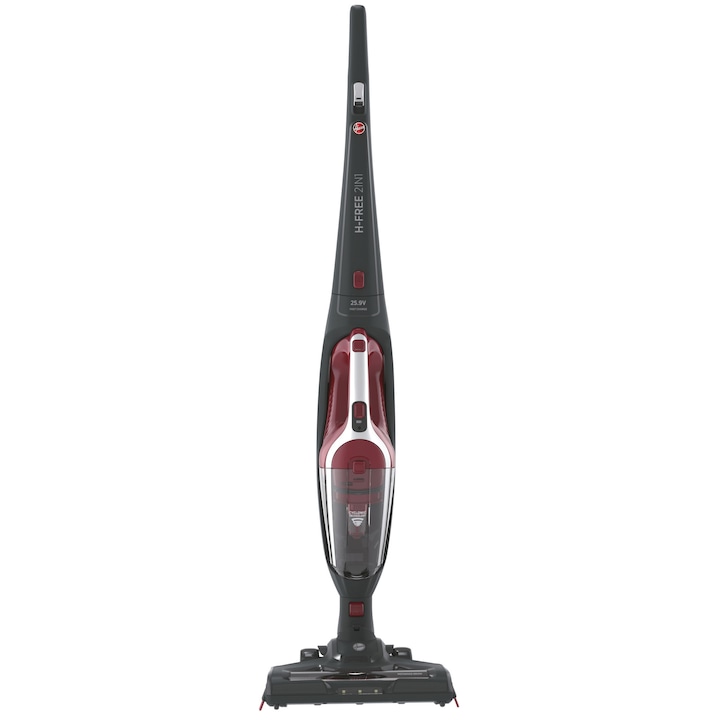 Aspirator de mana fara fir 2 in 1, Hoover, HF21F25, Gri/Rosu
