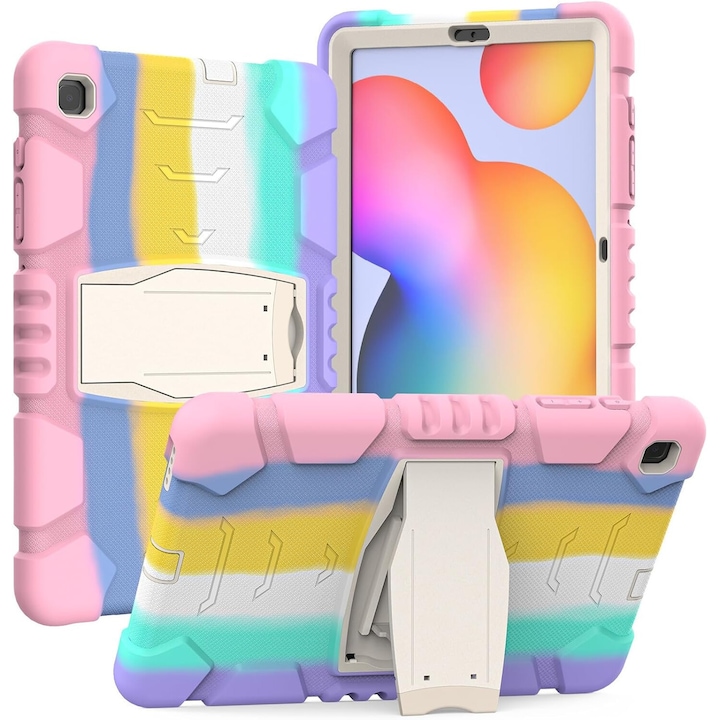 Husa pentru tableta cu suport, multicolor, iPad 6/Air 2, 3 piese, silicon, plastic
