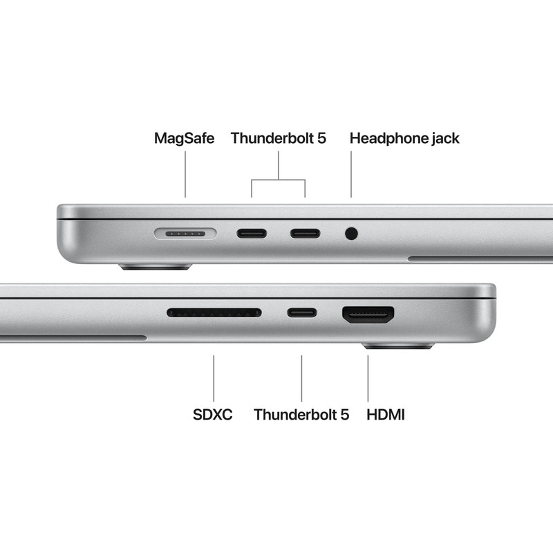 Laptop Apple MacBook Pro 16 Procesor Apple M5 Pro 18-core CPU / 20-core GPU 16.2" Liquid Retina XDR Textura Nano, 64GB, 1TB SSD, Mac OS, Layout INT, Argintiu