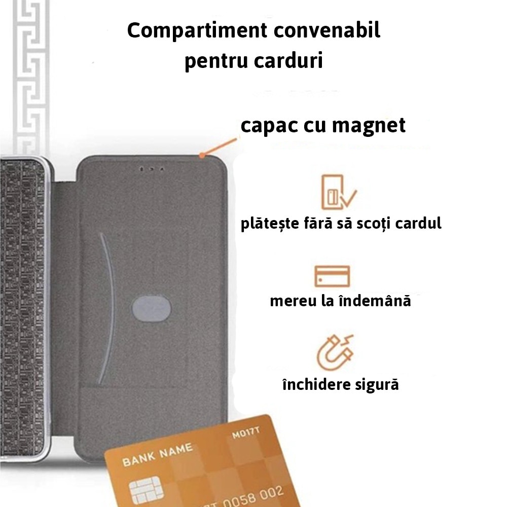 Husa pentru Motorola Moto G84, Elite Book, PU Leather, Decupaj difuzor apeluri, Colturi rotunde, Inchidere magnetica, Protectie fata - spate, Acoperire completa 360 grade, Tip carte, Negru