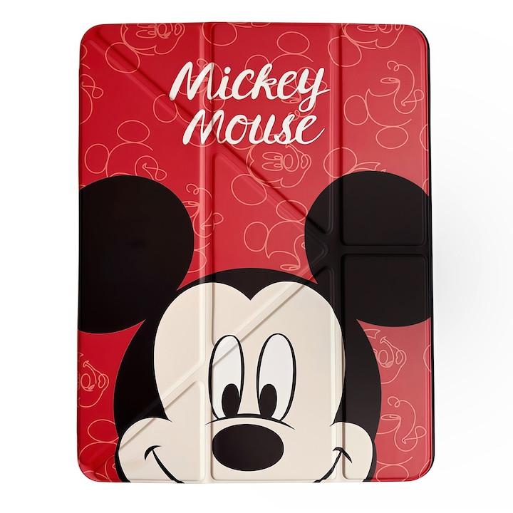 Husa Smart Cover pentru iPad Air 13" (M3 / M2) / Pro 12.9" (Gen 3-6), Stand Pliabil tip Y (Origami), Design Mickey Mouse, Slot pentru Pen, Functie Auto Sleep/Wake, Protectie Anti-soc, Rosu