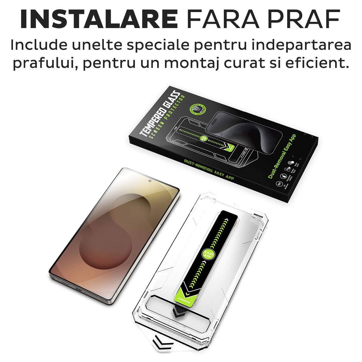 Pachet 2 buc Folie Sticla pentru Samsung Galaxy S26 Ultra Daden TitanGlass, Kit de instalare usoara si rapida cu dispozitiv de potrivire, Protectie Profesionala, Ultra Rezistenta, Transparenta