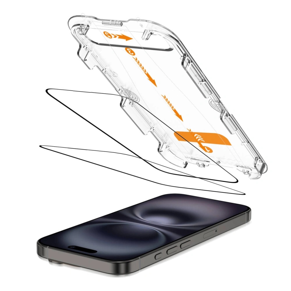 Set 2 x Folie din Sticla pentru iPhone 17 Pro, Easy-App cu aplicator, instalare usoara si automata, Dust-Free, 3D, 9H, full cover, full glue, margini negre