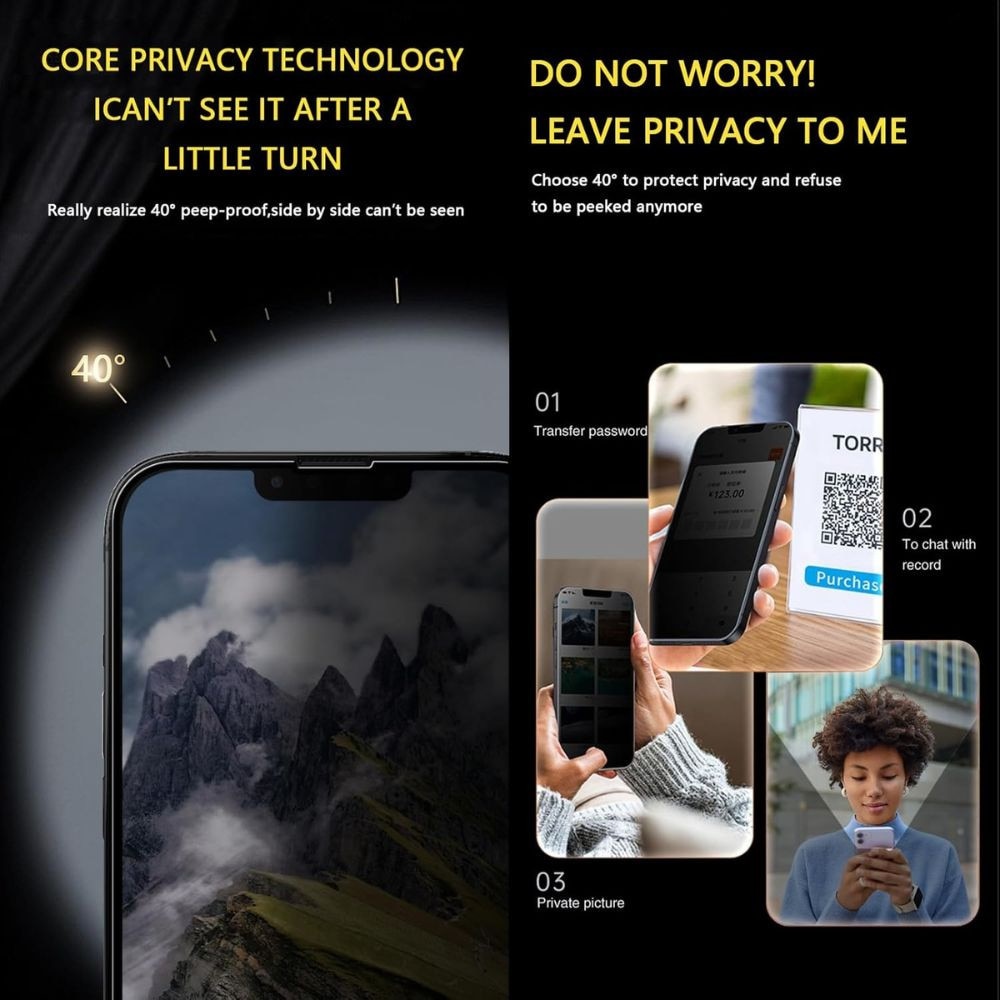 Folie Sticla Privacy pentru iPhone 17 Pro, Full Cover, Protectie Profesionala, Ultra Rezistenta, Calitate Premium