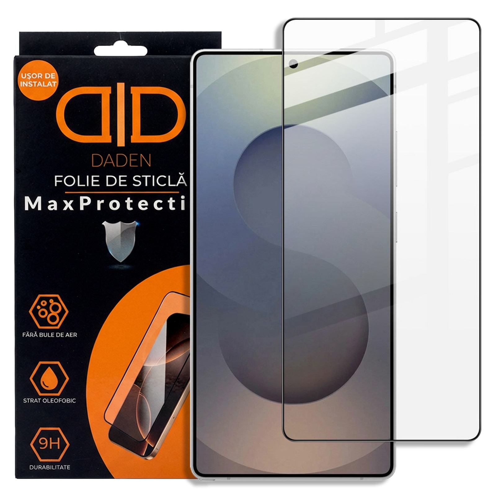 Set protecție husa și folie pentru Samsung Galaxy S26, Daden, Hybrid Antisoc, inel rotativ 360, Negru