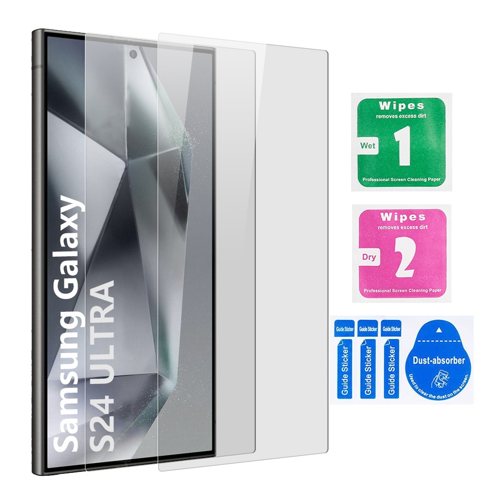 Folie din Sticla Securizata pentru Samsung Galaxy S24 Ultra Set 2 Bucati HCT STYLE®, Protectie Ecran Anti-Zgarieturi, Ultra-Clara, Rezistenta