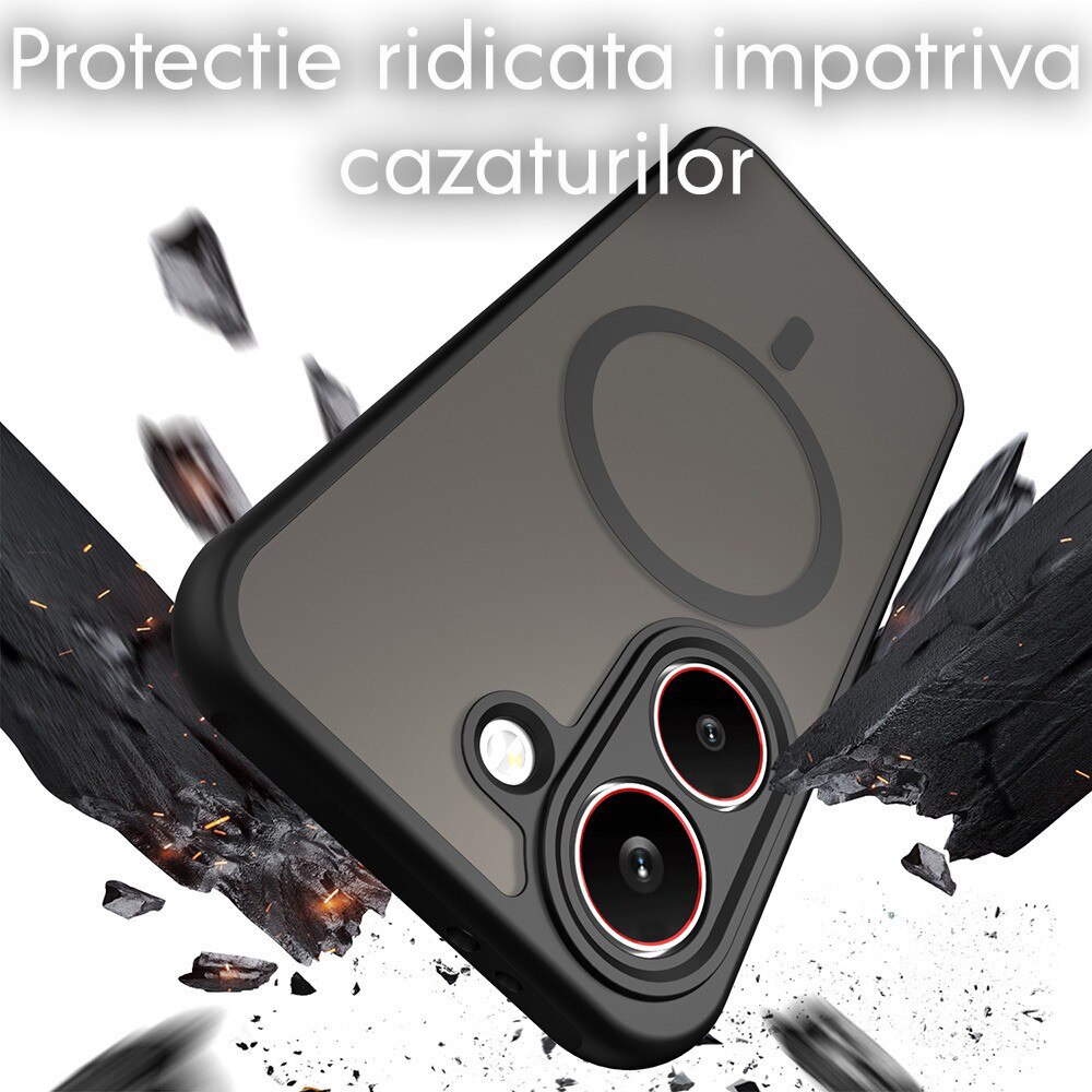 Husa pentru Xiaomi Poco X8 Pro Daden® HaloFrost II, MagSafe, Antisoc, Incarcare wireless, Calitate Premium, Negru