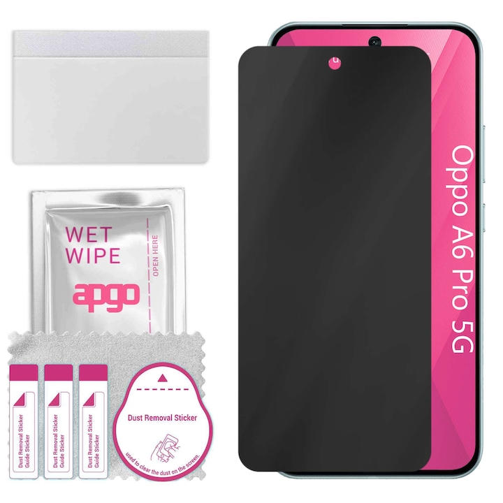 Sticla de protectie PRIVACY apgo pentru Oppo A6 Pro 5G – sticla hibrid, full glue, flexible glass