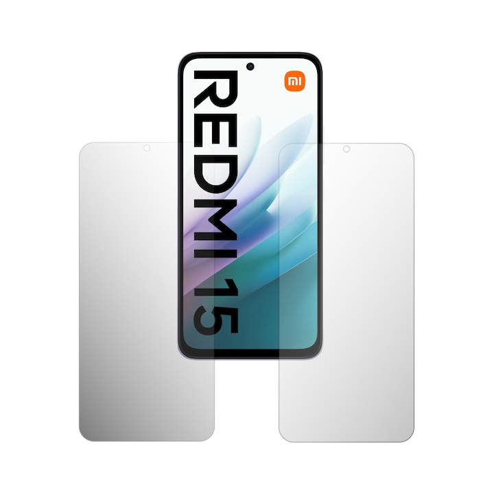 Set 2X Folie Protectie Ecran Folie24, pentru Xiaomi Redmi 15 4G, 1X Ultra-Clear + 1X Mata, Acoperire Case-Friendly ( Compatibile cu Carcasa ), Adezive, Flexibile cu Auto Regenerare
