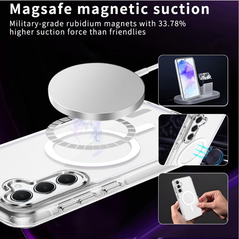 Husa Telefon Acrilic MagSafe Compatibila cu Samsung Galaxy A36, Decupaj mare, Protectie sporita, Transparent