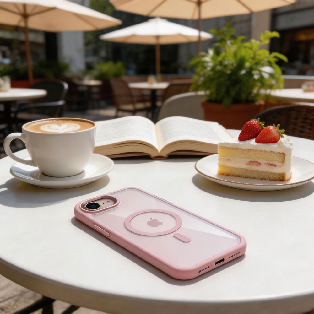 Husă Tech-Protect Magmat MagSafe roz transparent pentru iPhone 16e/17e, hibrid TPU + PC, protecție ridicată