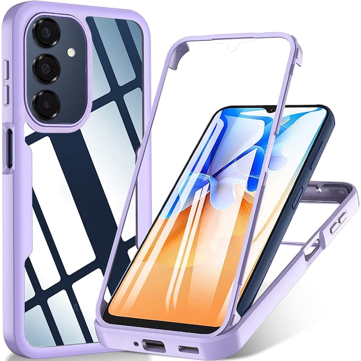 Husa pentru Samsung Galaxy A17 5G DaDen® ColorVerse 360, Antisoc, Protectie completa spate-ecran, Mov