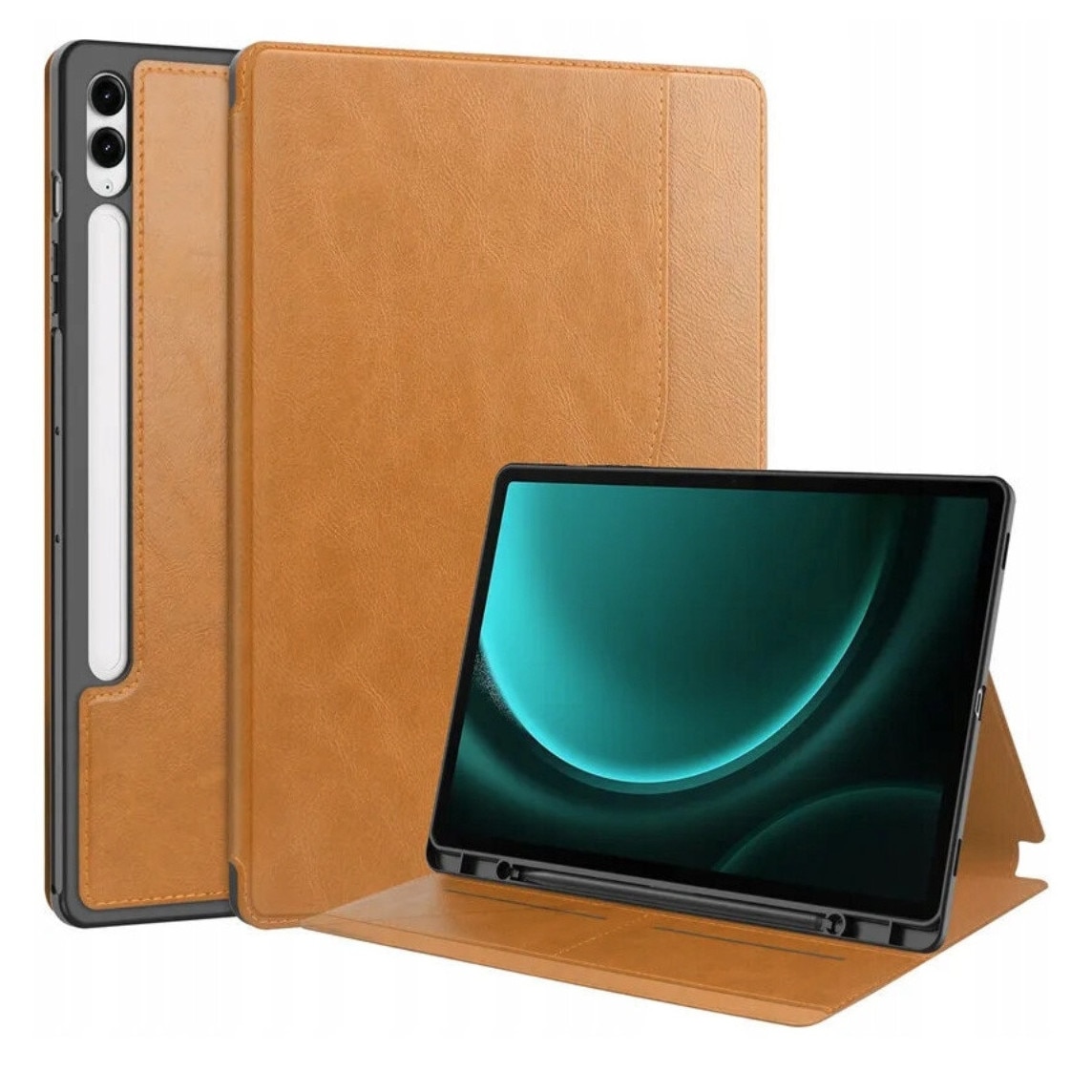 Husa transparenta EtuiTab pentru Samsung Galaxy Tab S9 FE/S10 FE 10.9, maro, cu suport si spatiu pentru stilou