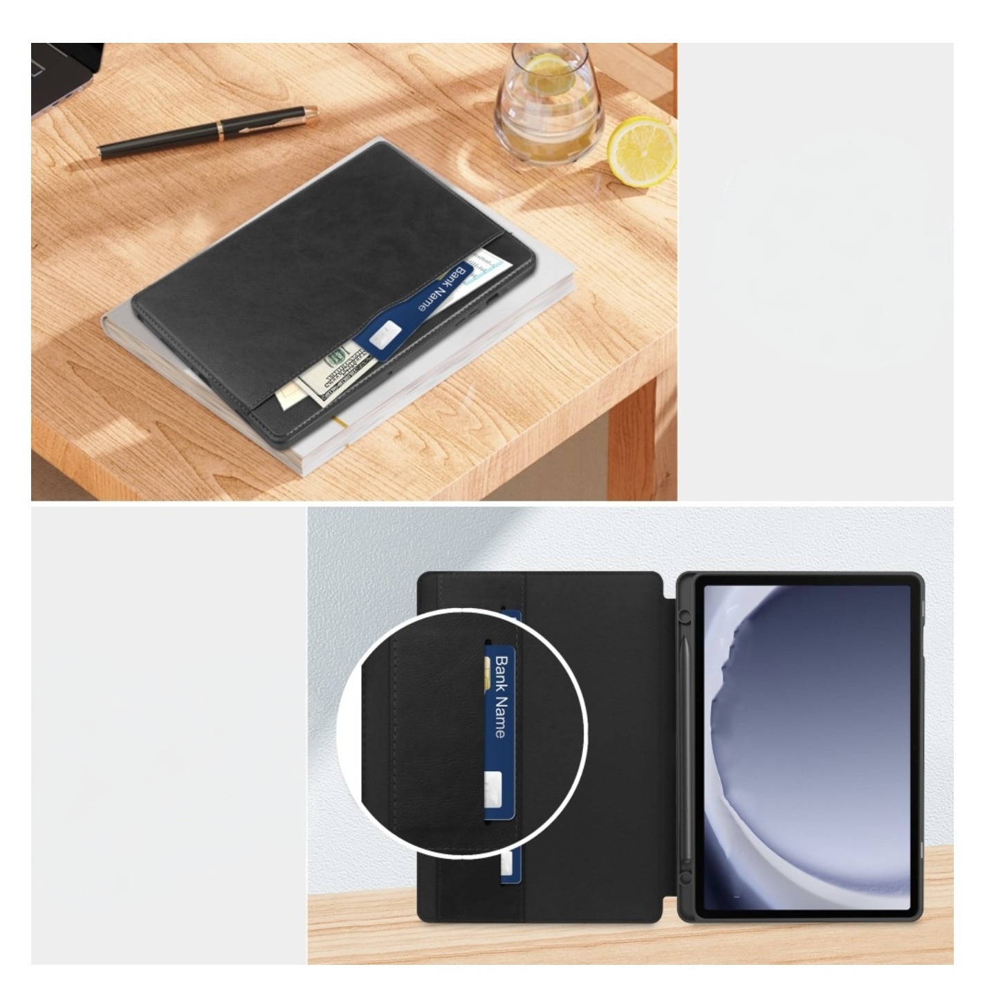 Husa transparenta EtuiTab pentru Samsung Galaxy Tab S9 FE/S10 FE 10.9, maro, cu suport si spatiu pentru stilou
