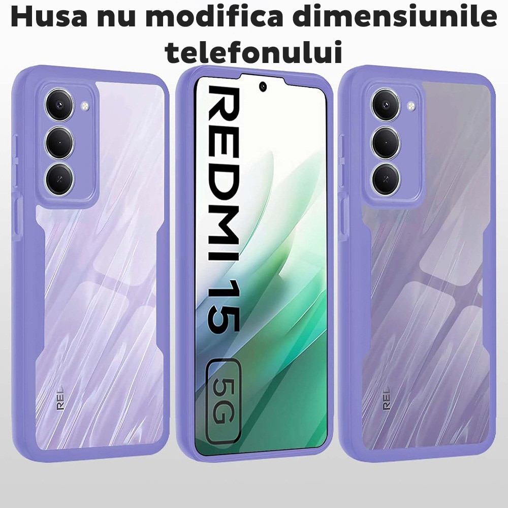 Husa pentru Xiaomi Redmi 15 4G / Redmi 15 5G DaDen® ColorVerse 360, Antisoc, Protectie completa spate-ecran, Roz