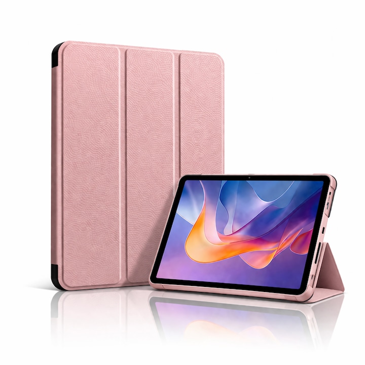 Husa tableta StandPro pentru Honor Pad X8a, Protectie 360°, Carcasa Rigida, Piele ECO, Anti-soc si Anti-zgarieturi, Roz