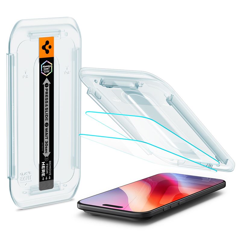 Set 2 folii sticla tempered Spigen Glass tR EZ Fit HD compatibila cu iPhone 17 Air, Transparent