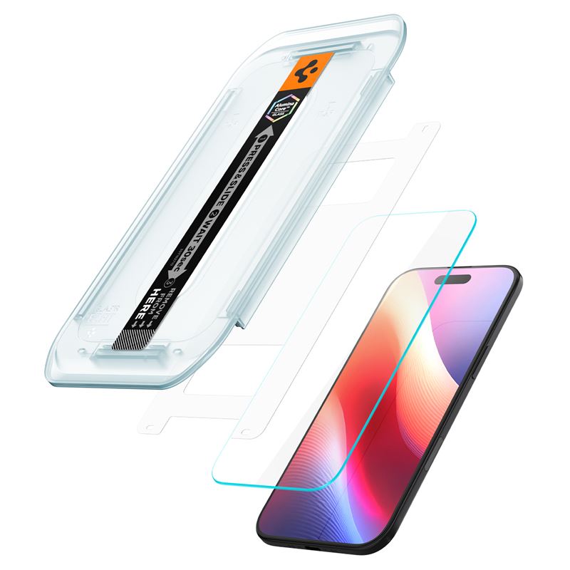 Set 2 folii sticla tempered Spigen Glass tR EZ Fit HD compatibila cu iPhone 17 Air, Transparent