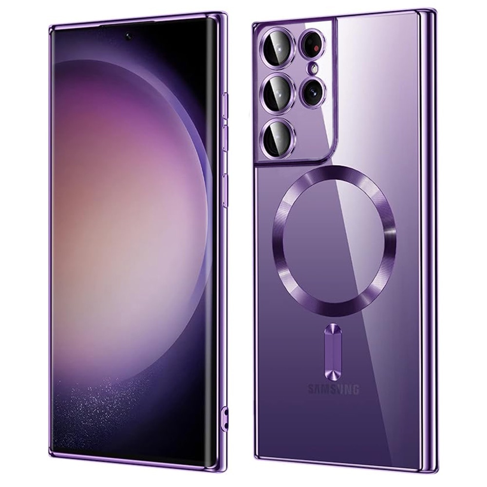 Husa MagSafe pentru Samsung Galaxy S21 Ultra 5G, Accesorio Luxury Crystal, Light Purple