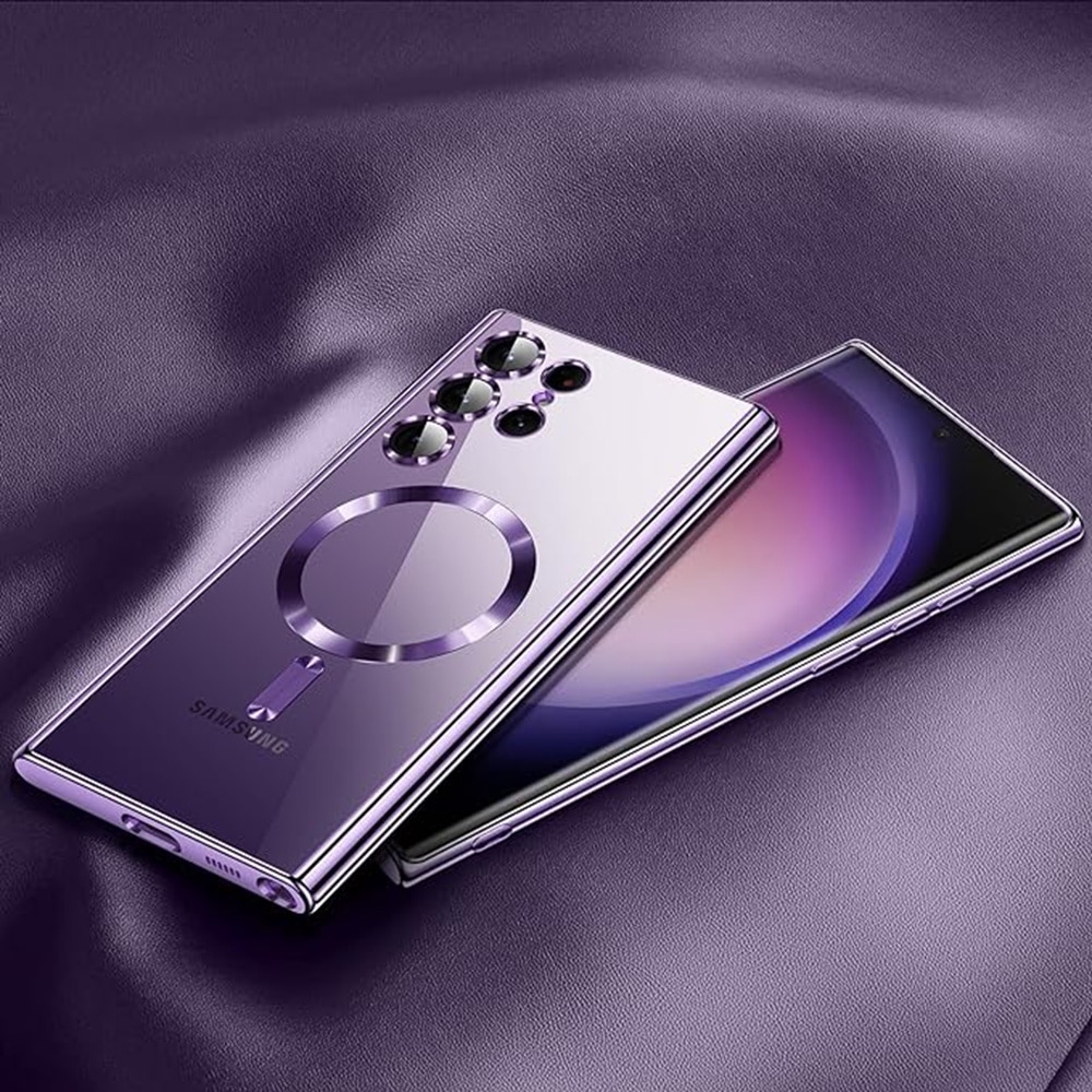 Husa MagSafe pentru Samsung Galaxy S21 Ultra 5G, Accesorio Luxury Crystal, Light Purple