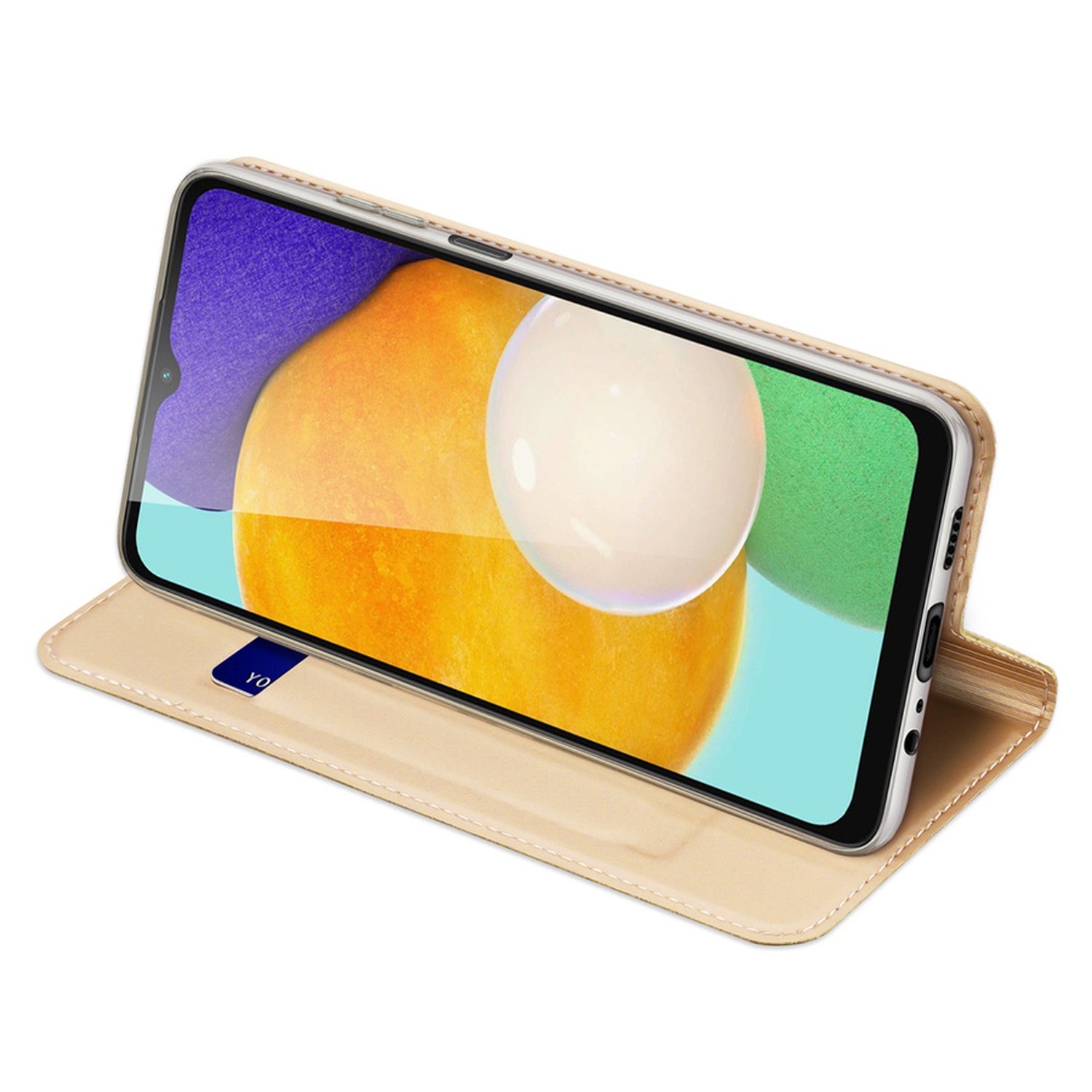 Husa de protectie PremiumCell Tip carte pentru Samsung A34, Suport card, Functie de Stand si Inchidere Magnetica, Protectie Sporita, Auriu