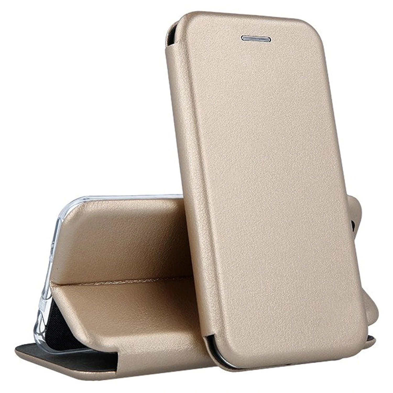 Husa de protectie PremiumCell Tip carte pentru Samsung A34, Suport card, Functie de Stand si Inchidere Magnetica, Protectie Sporita, Auriu