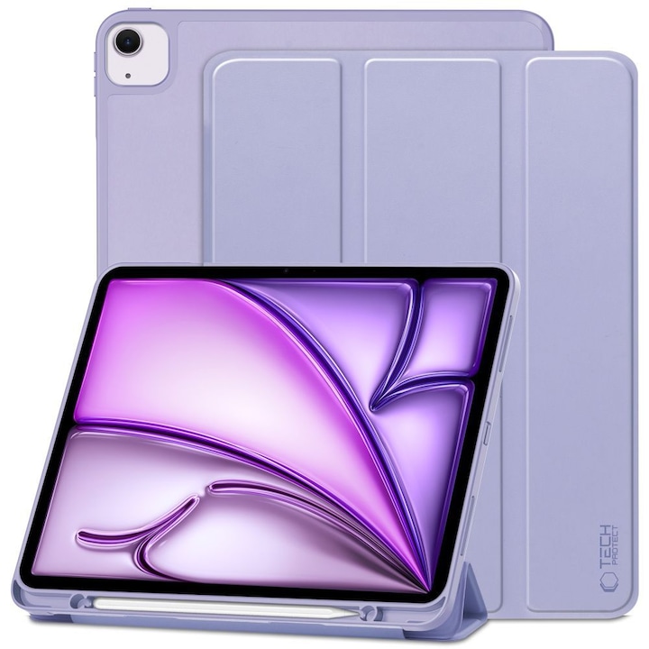 Husa pentru iPad Air 7 (2025, M3, 13 inch) - husa inteligentă violet, cu suport pentru creion