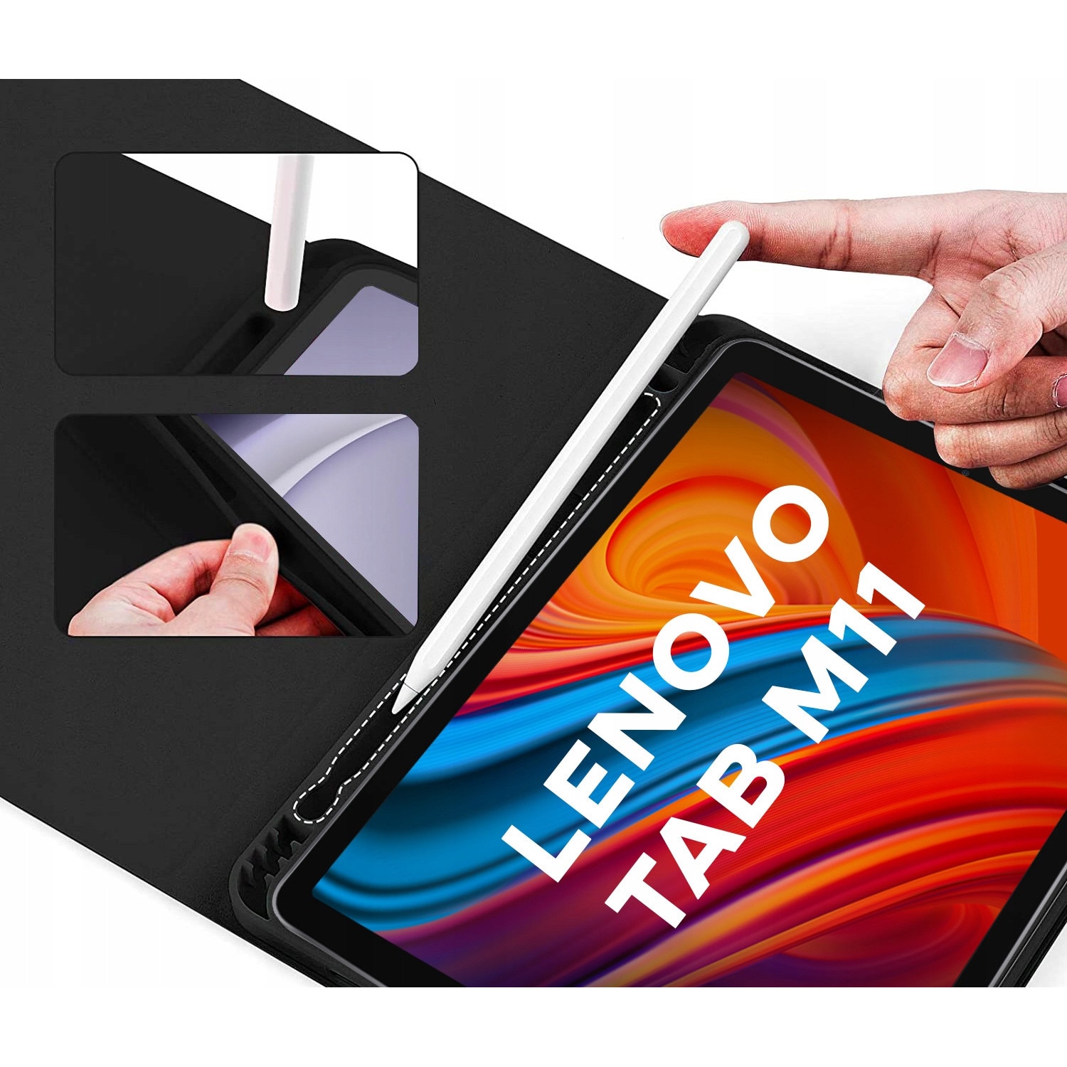 Husa cu tastatura Bluetooth pentru Lenovo Tab M11 11" TB330FU TB330XU, neagra, material de calitate, suport pentru stylus