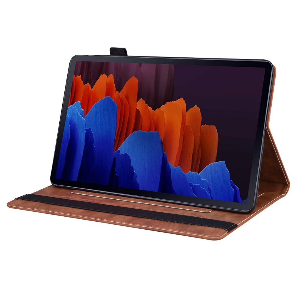 Husa tableta XGSM pentru Samsung Galaxy Tab S10 FE/S9 FE/S9/S8/S7, eco-piele, suport, loc pentru rama, culoare brown