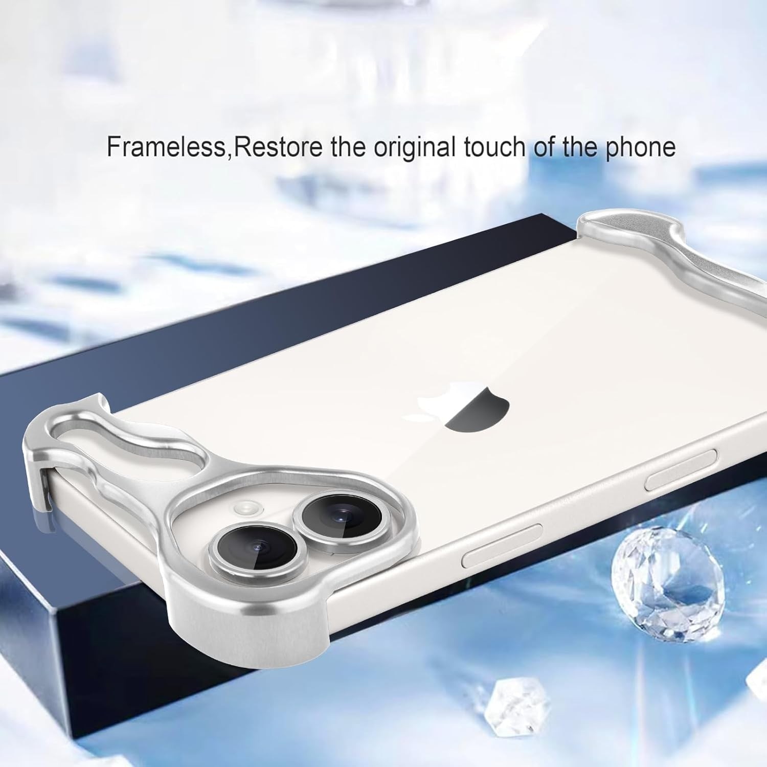 Husa Metalica Compatibila cu iPhone 16 Plus, Leski, Protectie pentru Colturile Telefonului si Camera, Aliaj, Antisoc, Antizgariere, Argintiu