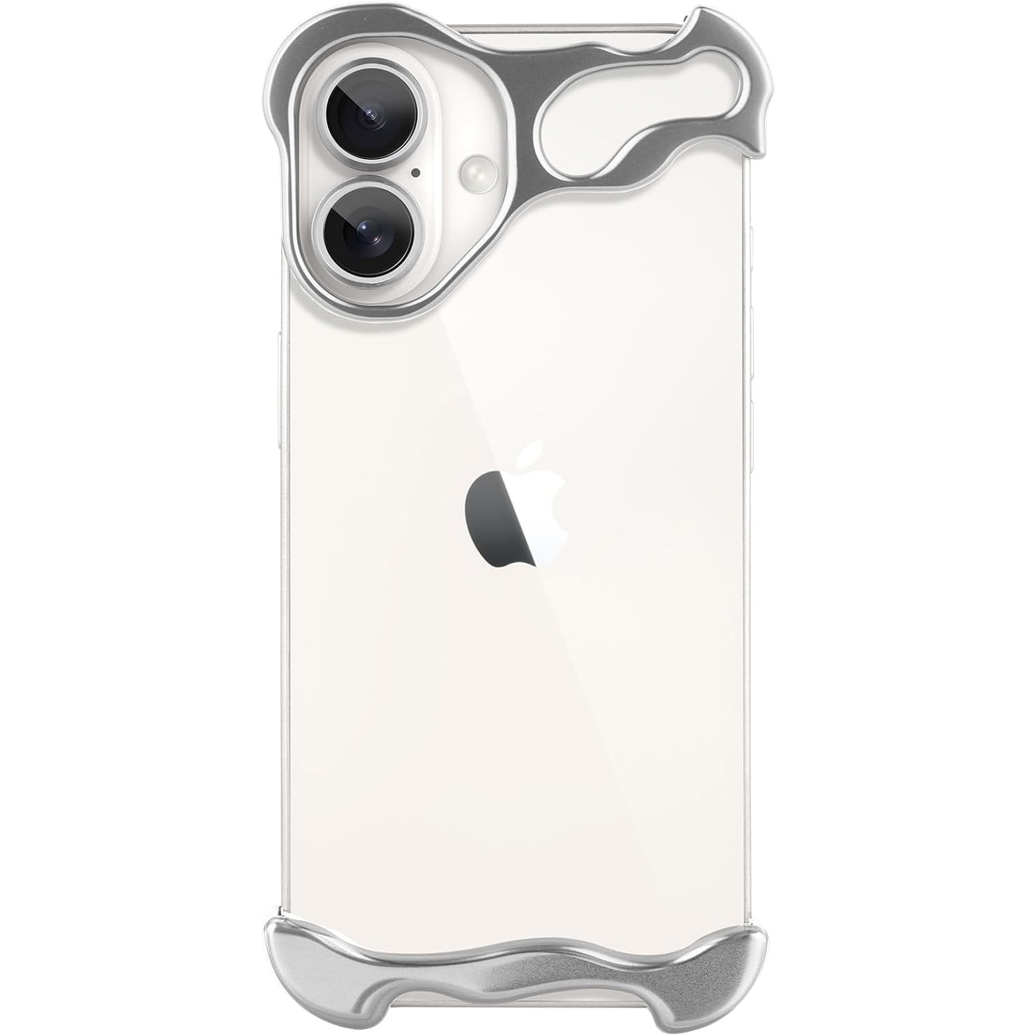 Husa Metalica Compatibila cu iPhone 16 Plus, Leski, Protectie pentru Colturile Telefonului si Camera, Aliaj, Antisoc, Antizgariere, Argintiu