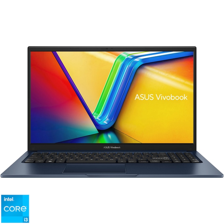 Laptop ASUS VivoBook 15 A1504ZA cu procesor Intel® Core™ i3-1215U pana la 4.4 GHz, 15.6", Full HD, IPS, 8GB, 256GB SSD, Intel® UHD Graphics, No OS, Quiet Blue
