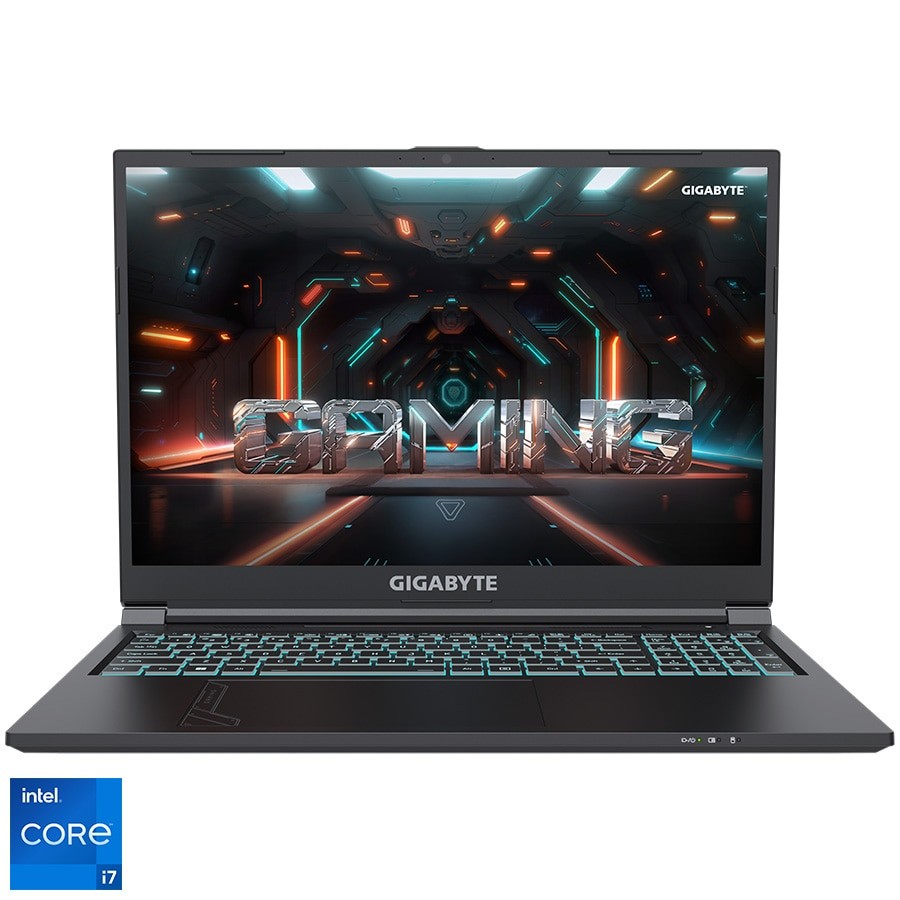 Laptop Gaming Gigabyte G6 MF cu procesor Intel® Core™ i7-13620H pana la 4.9GHz, 16'', Full HD+, 165Hz, 16GB DDR5 RAM, 512GB SSD, Nvidia RTX 4050 6GB GDDR6, No OS, Black