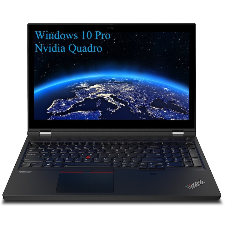 Laptop Lenovo ThinkPad P15 Gen 1 (Intel), 15.6" FHD IPS, Intel Core I7-10750H, 96GB DDR4, 2 x 2TB SSD m2 PCIe, NVIDIA Quadro T1000 4GB GDDR6, Windows 10 Pro, Black